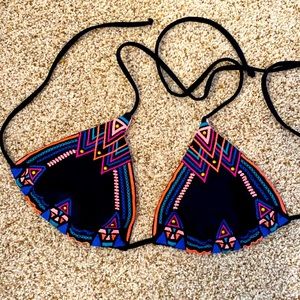 Black and neon triangle bikini top M